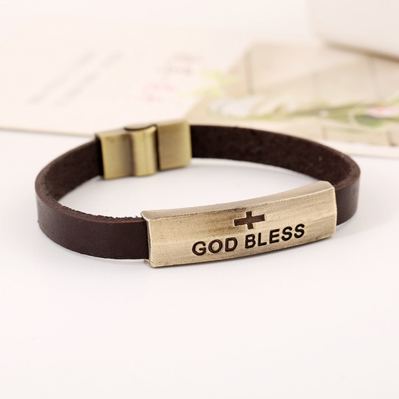 GOD BLESS Leather Bracelet - Picture 6 of 6